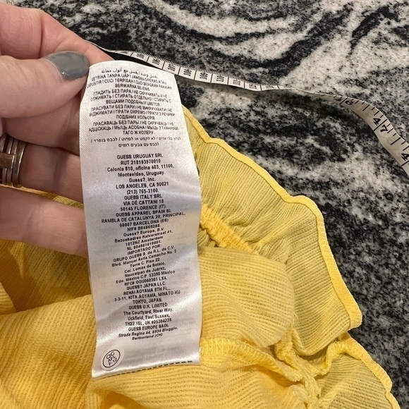 Guess Long Sleeve Delicate Smock Waist Off the Shoulder Yellow Top - Picture 11 of 12